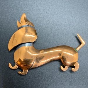 Bell Trading Post Vintage Copper Dachshund Wiener Weenie Dog Brooch 2-5/8"